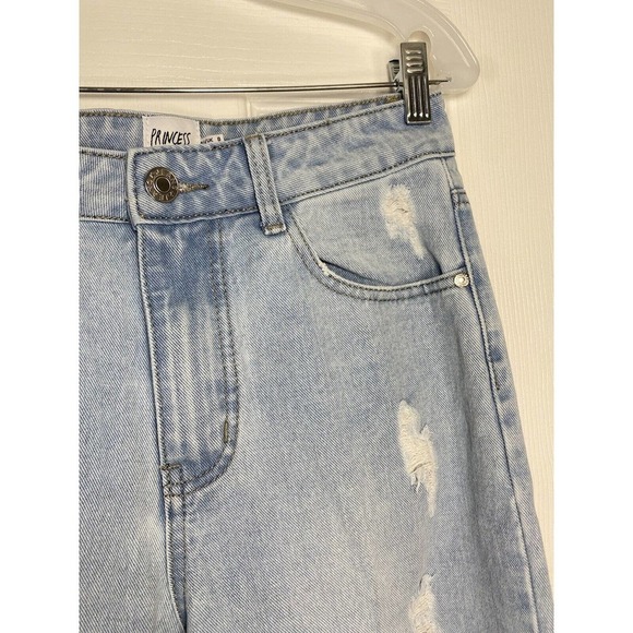 Princess Polly Women’s Straight Leg Distressed Denim Jeans Light Wash 4 - Picture 3 of 10